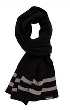 NWT Hurley Black W/Gray Stripes Scarf One Size New