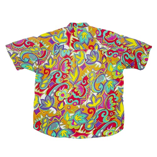 RARE VTG STRUCTURE COLORFUL ALL OVER PRINT FLORAL BUTTON UP SHIRT MENS LARGE - Picture 3 of 4