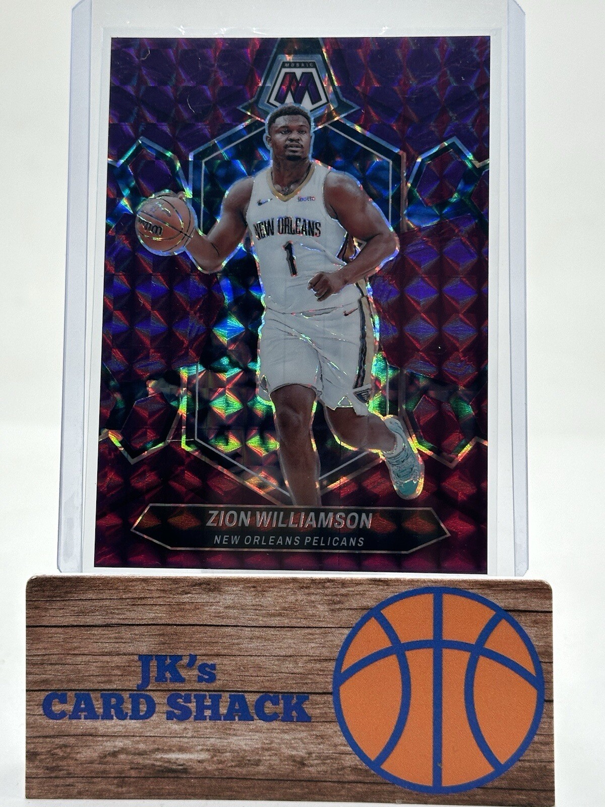 2023-24 Panini Mosaic Zion Williamson Purple Mosaic /99 #32 New Orleans Pelicans