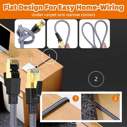 Ethernet Cable CAT8 40Gbps 2000MHz FFTP Network Nylon Braided RJ45 Patch Cord - 第 34/76 張圖片