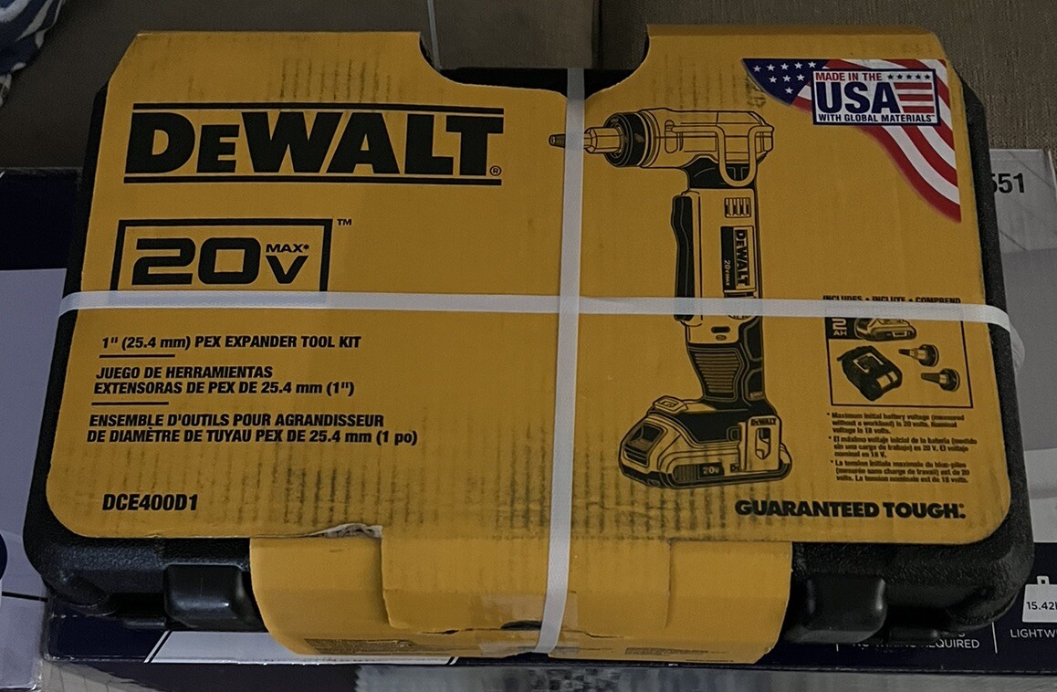 NEW DEWALT 20V PEX EXPANDER TOOL KIT DCE400D1
