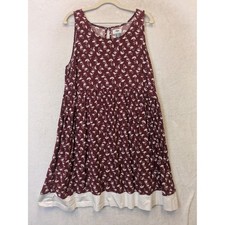 Old Navy Swing Dress Women's XL Burgundy Bird Print Sleeveless