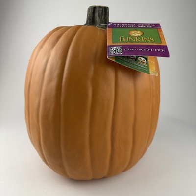 Medium/Large  Funkins Halloween Pumpkin Decoration Carvable Orange Decor