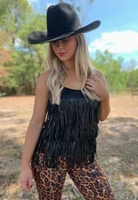 BRAND NEW WITH TAGS Midnight Fringe Leather Tank