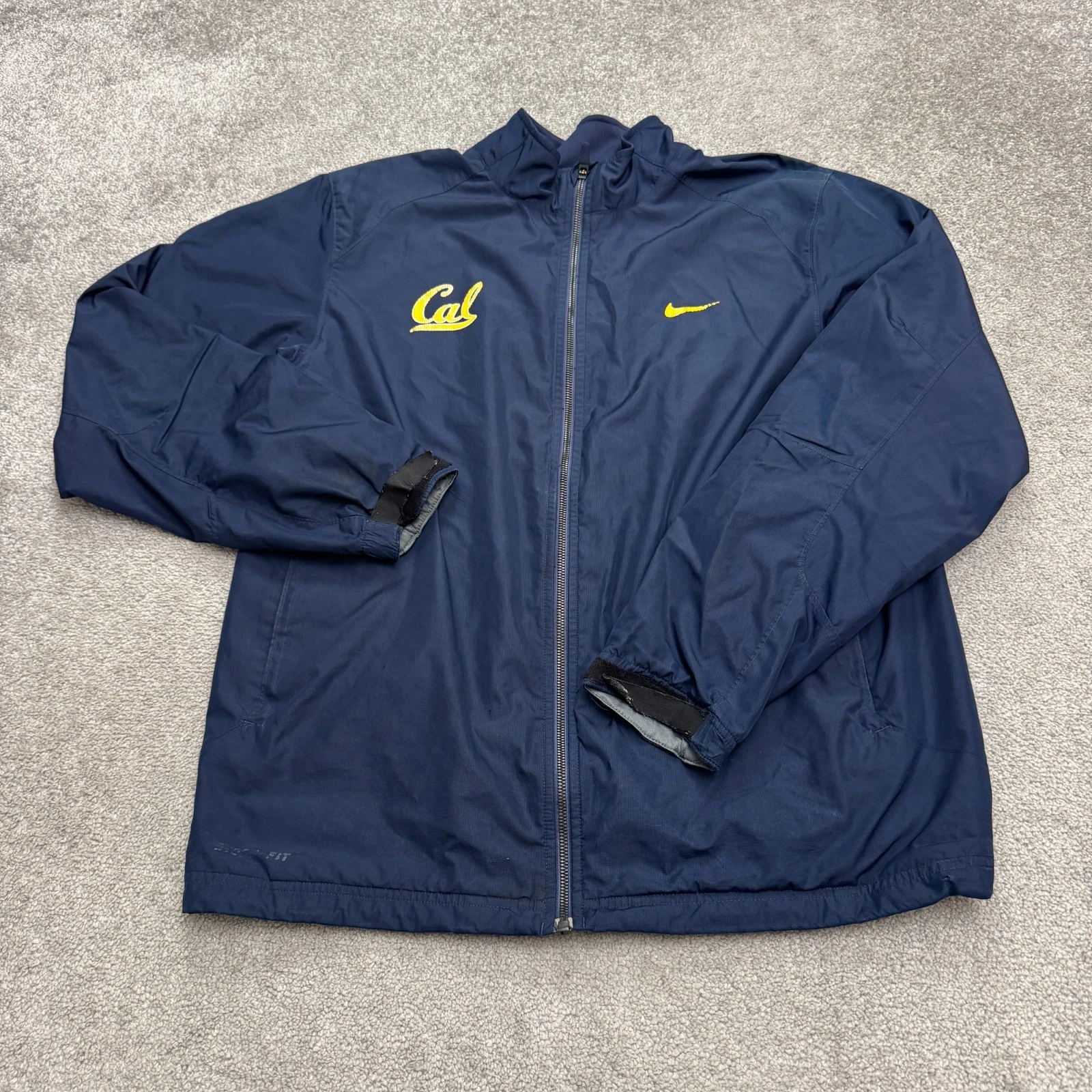 Nike Cal Bears Storm Fit Full Zip Windbreaker Jacket Mens Large Navy Blue Active
