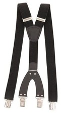 RANGER Leather Suspenders for Men - 1.6" Wide Work Suspenders with Black