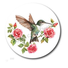 PINK ROSES HUMMINGBIRD SCRAPBOOK STICKERS PARTY FAVORS ENVELOPE SEALS LABELS