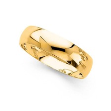 14k Yellow Gold 6mm Men  s High Polish Wedding Band Lightweight Size 10