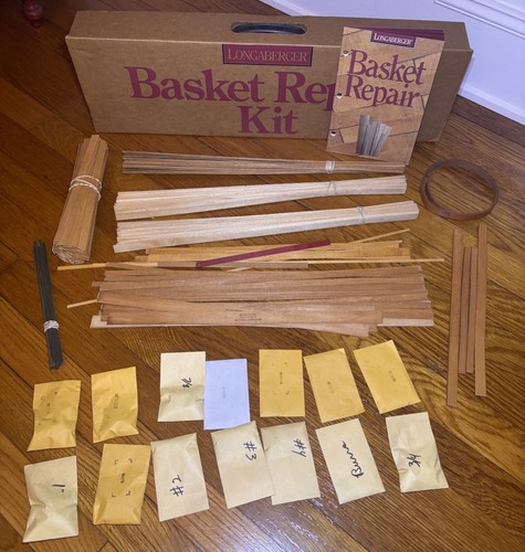 Huge Lot of Longaberger Basket Repair Kit Parts Reeds Tacks Rivets Instructions