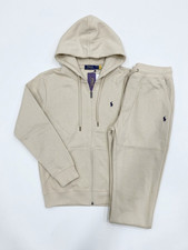 Polo Ralph Lauren Men’s Full Tracksuit Set Hoodie & Jogger Pants Beige