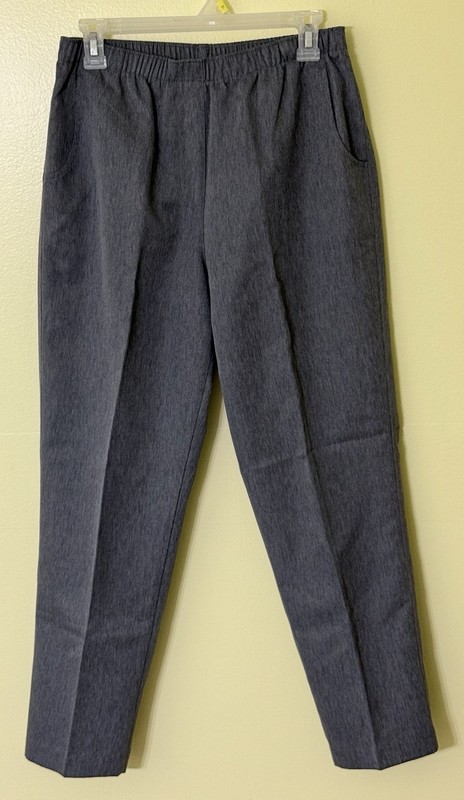 KIM ROGERS Women’s Petite Straight-Leg Pull-On Pants CHARCOAL GRAY  Size 8P