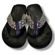 Sandalias para mujer Tommy Hilfiger chanclas azules blancas geométricas playa talla 9 C-9