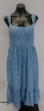 Azazie Women's Alissa A-Line Floral Burnout Dress JL3 Steel Blue Size A8 NWT