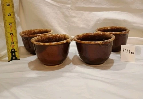 Set Of 4 Hull USA Brown Drip Ramekin/Custard Cups 2 1/2” . Set Of 4.