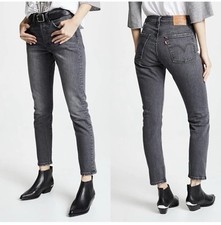 Levi's Womens 501 Skinny Mid Rise Jeans Size 16 REG  W28 x L28 Gray Button Fly