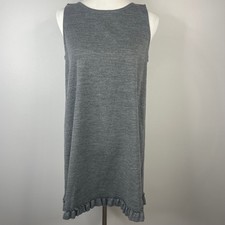 J.Crew Gray 100% Wool Sleeveless Ruffle Hem Shift Dress 86404 Mens L