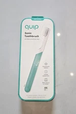 Quip Electric Toothbrush Sonic Vibrating Bristles Green Plastic Timer NEW