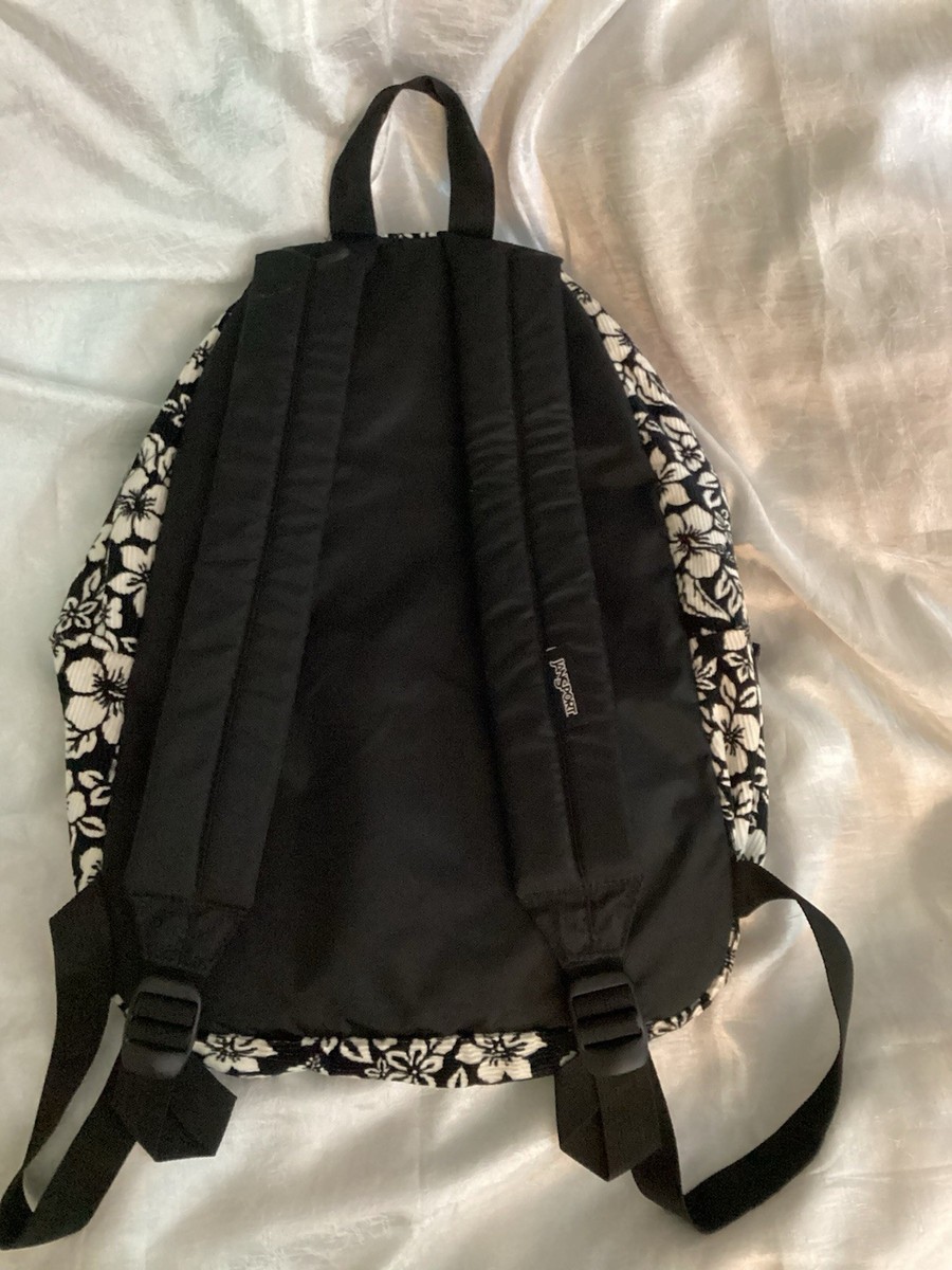 corduroy backpack jansport floral Vintage Jansport Backpack Black Ivory Soft Corduroy Hawaiian Floral 16