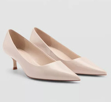 NUEVO MANGO MNG MARFIL CHAROL EFECTO GATITO TACONES ZAPATOS TALLA 35 US 5