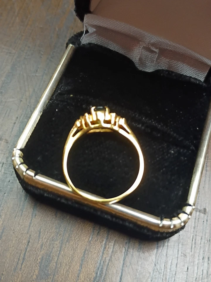 Imitation Lab Created Blue Stone Women's Gold-plated 18K Ring Size 5.75 - Image 3 of 4