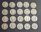 Lot of 20 1940s Washington 90% Silver Quarters Coins #1