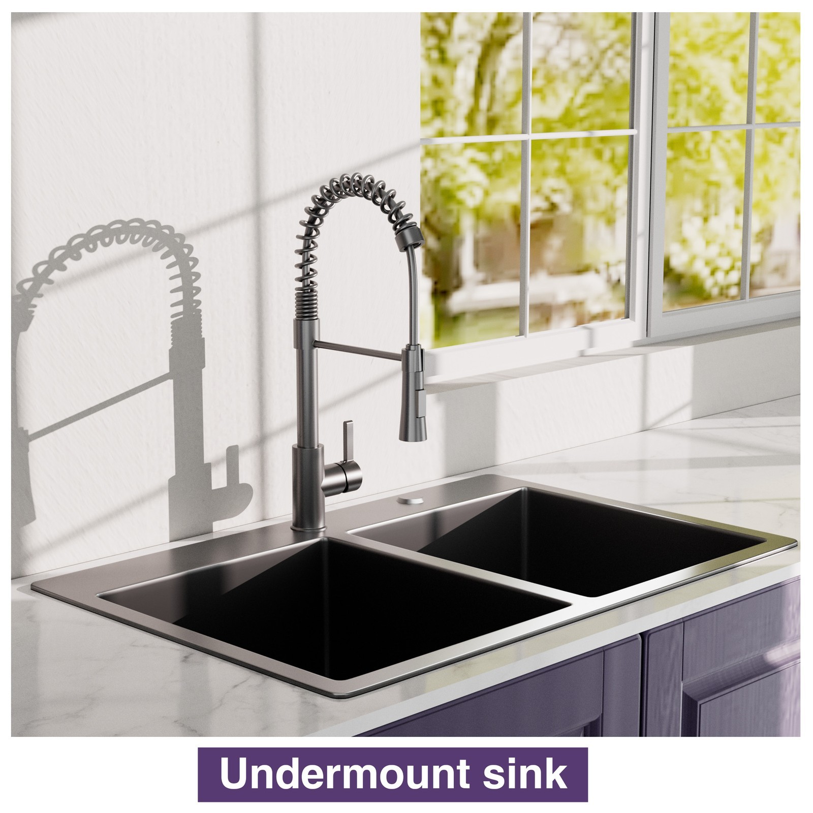 Double Bowl Topmount Gunmetal Black Kitchen Sink 33x22Inch