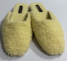 Dolce Vita Saydee Limon Yellow Faux Fur Sherpa Mule Slippers Women's Sz 8