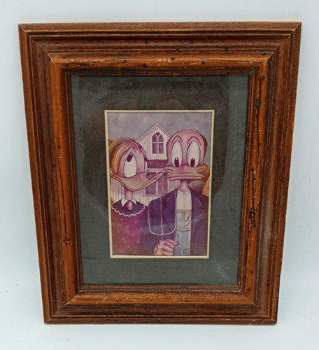 VTG Dick Ruhl 1944 Grandma & Grandpa Duck American Gothic Parody Print