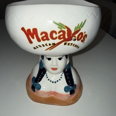 Macayo's Mexican Restaurant Ceramic Dish Bowl Glass Salsa Guacamole Senorita