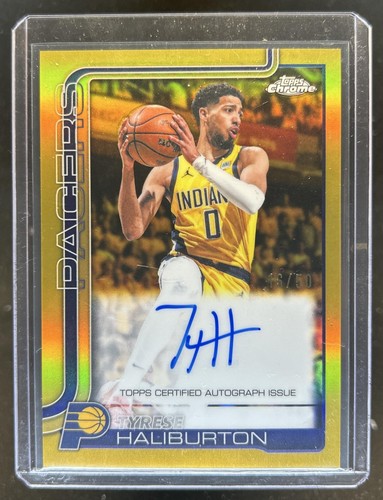 2025-26 Topps Chrome Update Tyrese Haliburton Auto Gold Refractor #/50 Pacers