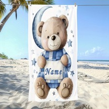 Custom Name Simple and cute little bear Beach Towel - Soft, Ultra-Absorbent Mi
