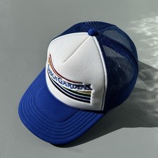 Busch Gardens Vintage Blue White Polyester Otto Trucker Amusement Park Rare Hat