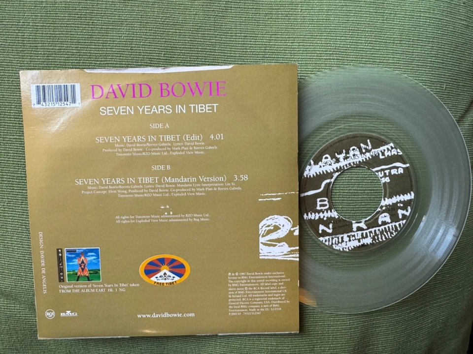 DAVID BOWIE - SEVEN YEARS IN TIBET - UK - 7" SINGLE - LIMITED ED. - CLEAR VINYL - Image 2 of 2