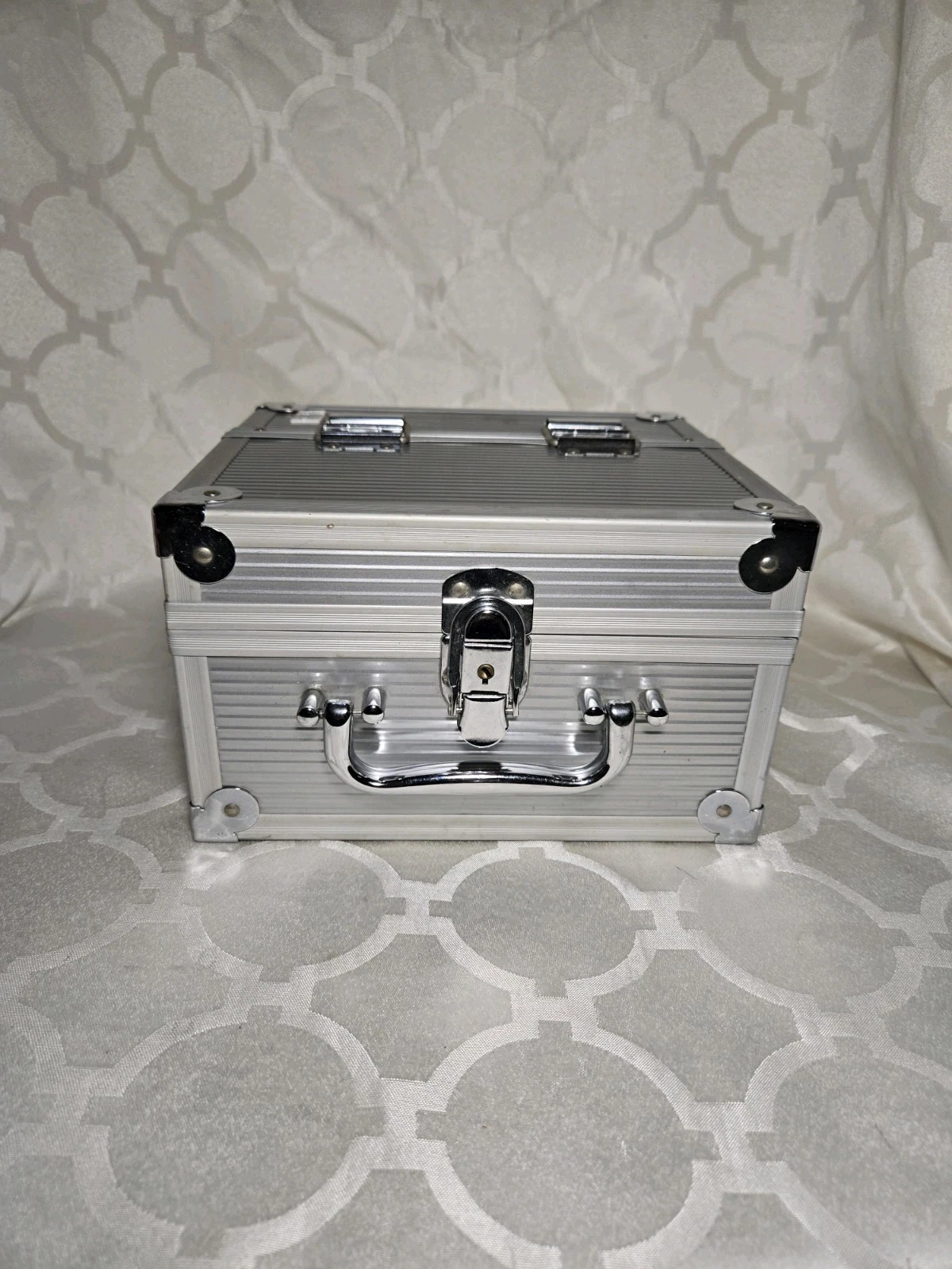 Caboodle Cosmetic Travel Case Silver Metal Makeup Organizer