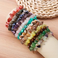 12Pcs Handmade Beaded Natural Stone Bracelet Set,Irregular Shapes Natural Stones