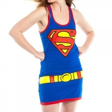 Womens NWT DC Comics Supergirl Superman Shield Juniors Tank Dress Size M L XL