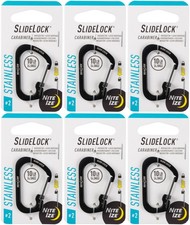 Nite Ize SlideLock Stainless Steel Carabiner 2 - Black 6-Pack 