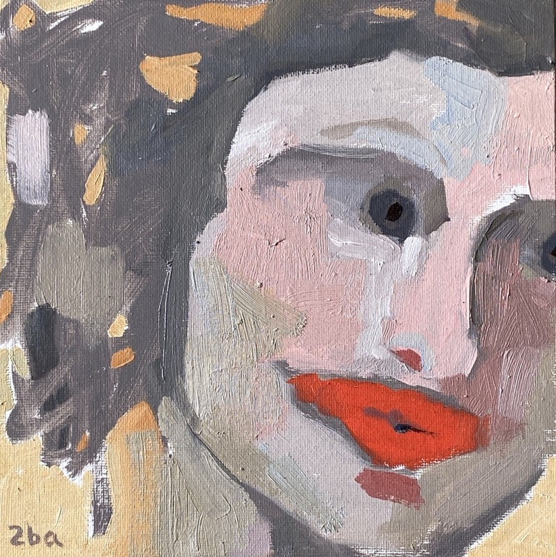 OOAK Abstract Portraiture Oil Painting on Canvas Board Collaborative Art 8x8