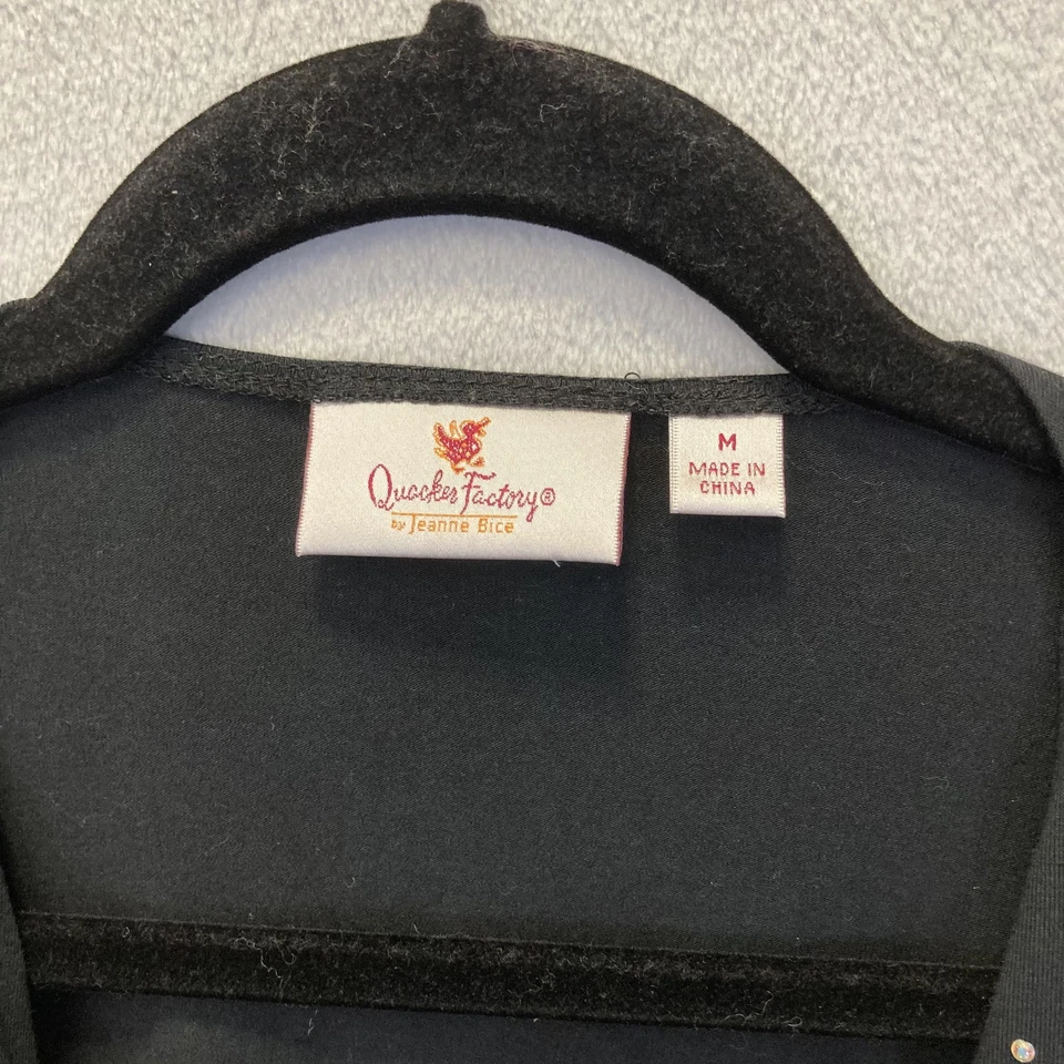 Quacker Factory Tie Front Rhinestone Cardigan Womens Medium M 3/4 Sleeve Stretch - Image 3 of 4