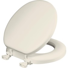 Cushioned Toilet Seat Round Soft Vinyl Wood Core Easy Clean Biscuit