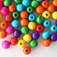 100X Holzperlen 20Mm Bunt Mit Loch Diy Schmuck Basteln
