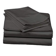 4 Piece Premium Sheet Set Cotton Queen, 100 Egyptian Queen-18 Dark Grey Solid