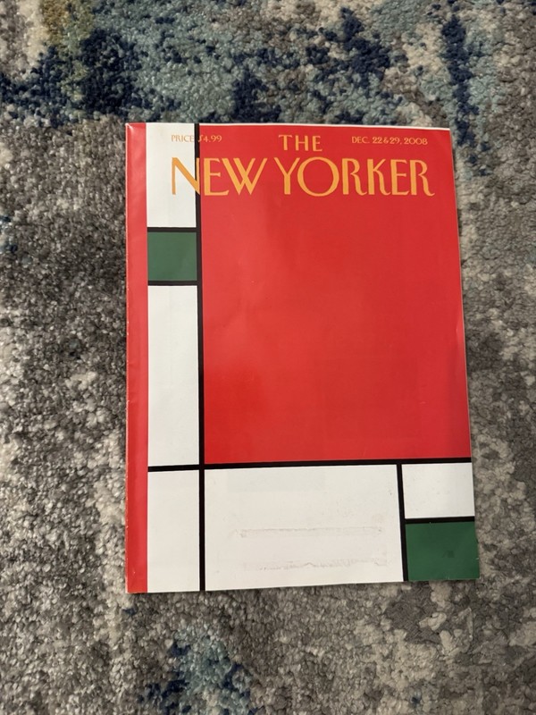 The New Yorker Magazine Mondrian Dec 29 Dec 22 2008 Good Condition Red Piet