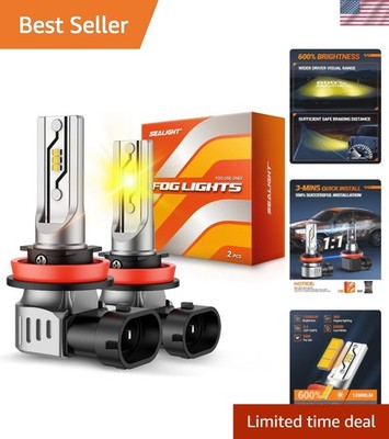 Extreme Weather H11 Yellow Fog Light Bulbs - 12000LM, Shockproof & Waterproof