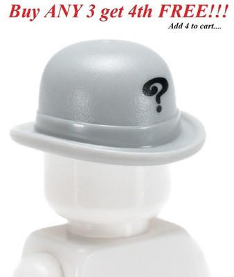  NEW LEGO Minifigure Minifig Headgear Hat Bowler ? Riddler Light Bluish Gray