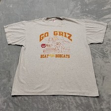VTG Go Griz Beat The Bobcats Shirt Mens XXL Gray Jerzees Montana Made In USA