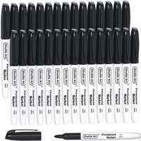 30 Schwarze Permanentmarker Mit Feiner Spitze, Auf Kunststoff, Holz, Stein, Met