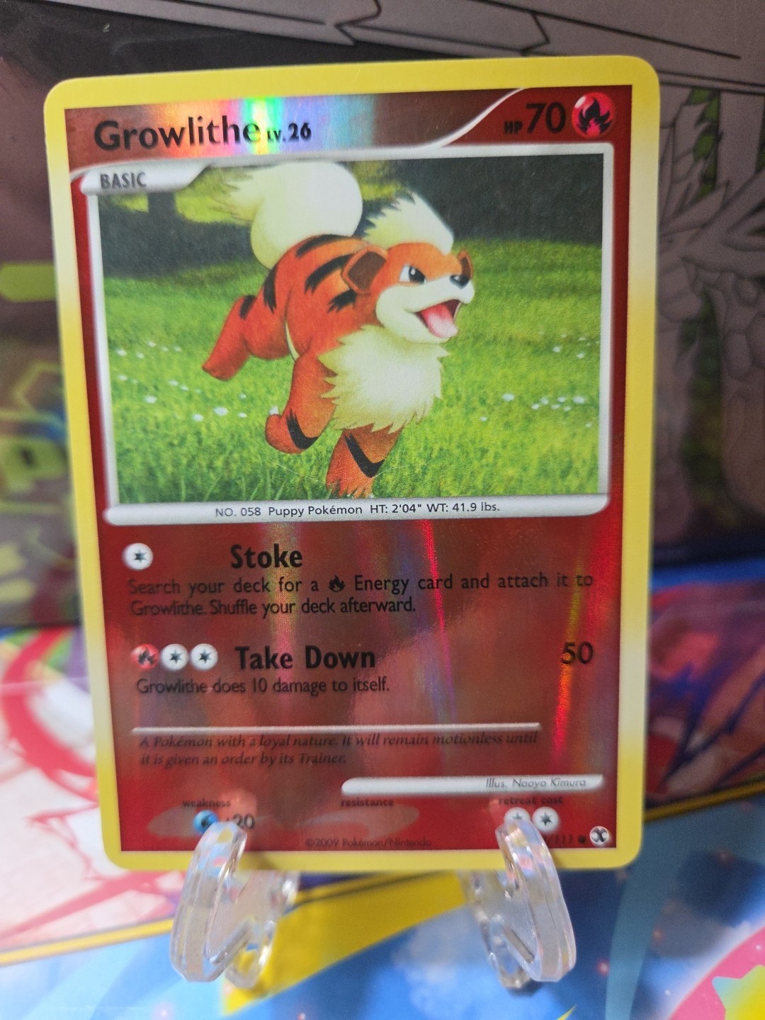 Growlithe - 63/111 - Rising Rivals 2009, Reverse Holo Pokemon TCG