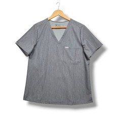 Figs Catarina One Pocket Scrub Top Womens Large Gray FW1000