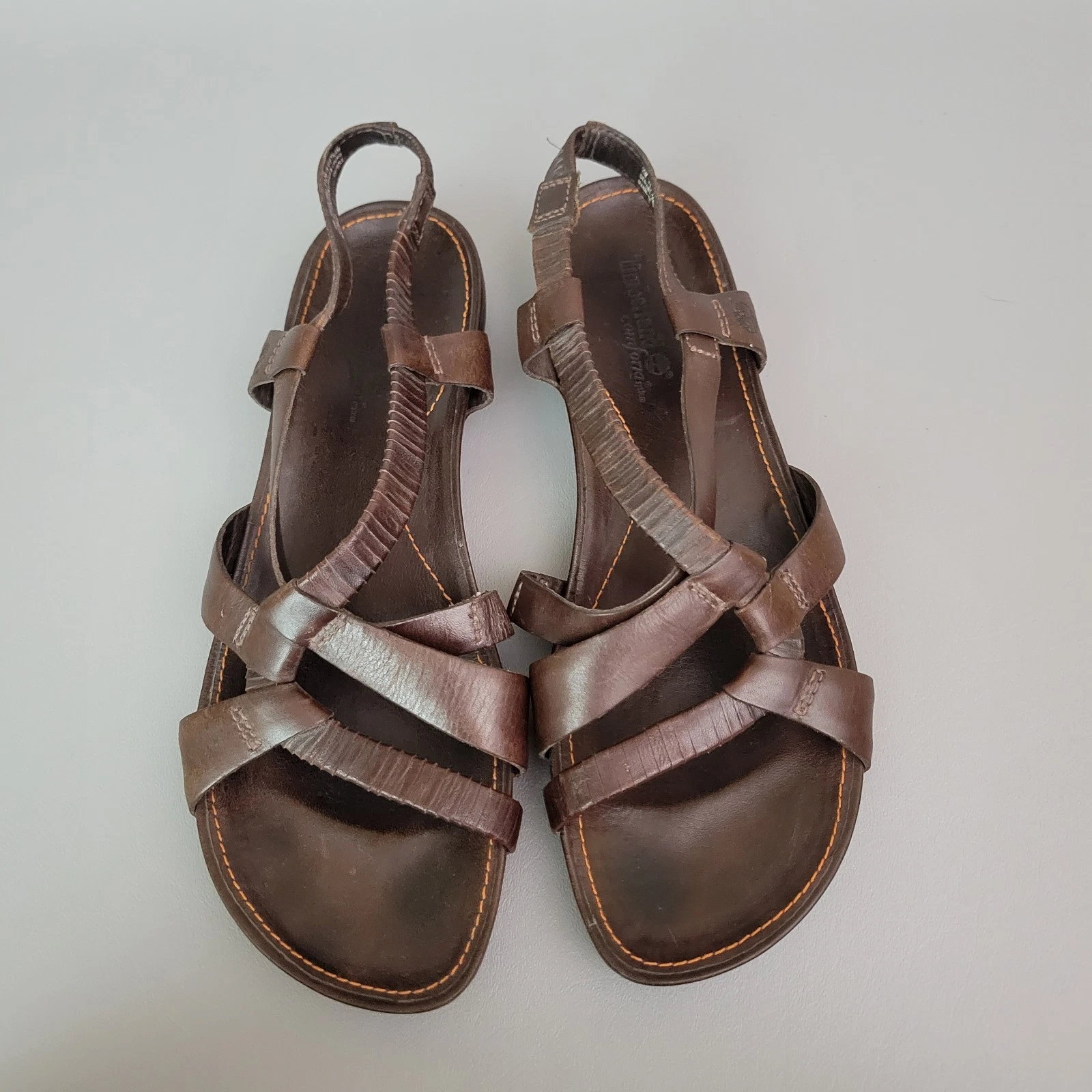 Sandali donna 10 M Timberland Comforia System pelle marrone cinturino slingback